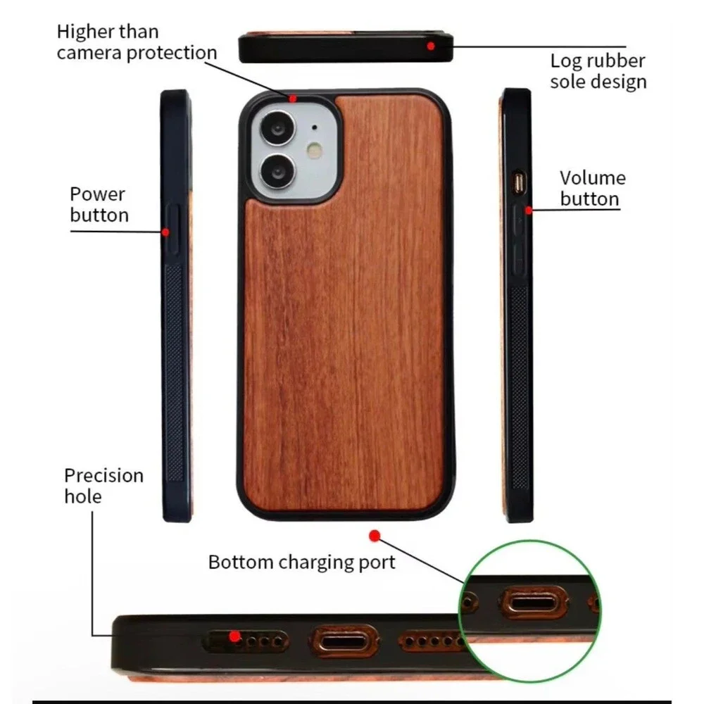 Custom Laser Engraved Wood Backing Phone Case For The Iphone 17